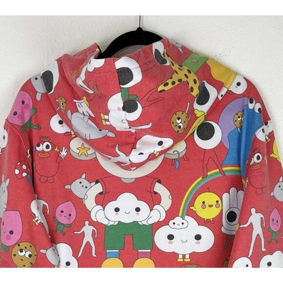 J Balvin Hoodie X Friends With You Size Large Red With Rainbows - Picture 3 of 7